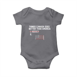 Things Canada Does Better Than America Hockey Joke Baby Onesie Funny USA Ice Hockey Rivalry Patriotic TS02 Charcoal Print Your Wear