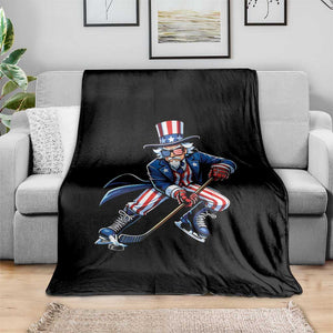 Uncle Sam Playing Hockey Patriotic Graphic Throw Blanket Funny USA Ice Hockey American Pride TS02 Print Your Wear
