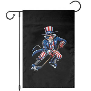 Uncle Sam Playing Hockey Patriotic Graphic Garden Flag Funny USA Ice Hockey American Pride TS02 Black Print Your Wear