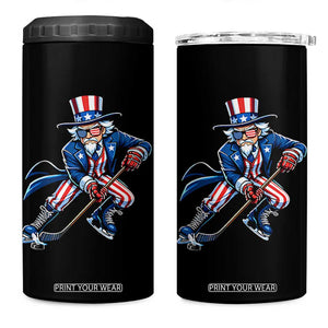 Uncle Sam Playing Hockey Patriotic Graphic 4 in 1 Can Cooler Tumbler Funny USA Ice Hockey American Pride TS02 One Size: 16 oz Black Print Your Wear