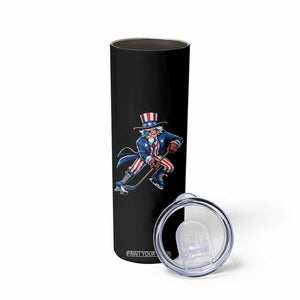 Uncle Sam Playing Hockey Patriotic Graphic Skinny Tumbler Funny USA Ice Hockey American Pride TS02 Print Your Wear