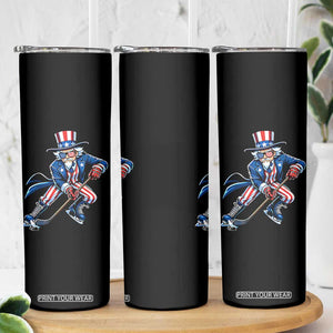 Uncle Sam Playing Hockey Patriotic Graphic Skinny Tumbler Funny USA Ice Hockey American Pride TS02 Print Your Wear