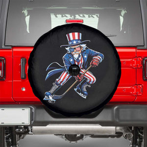 Uncle Sam Playing Hockey Patriotic Graphic Spare Tire Cover Funny USA Ice Hockey American Pride TS02 Black Print Your Wear