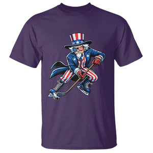 Uncle Sam Playing Hockey Patriotic Graphic T Shirt Funny USA Ice Hockey American Pride TS02 Purple Print Your Wear