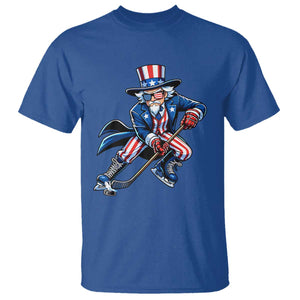 Uncle Sam Playing Hockey Patriotic Graphic T Shirt Funny USA Ice Hockey American Pride TS02 Royal Blue Print Your Wear