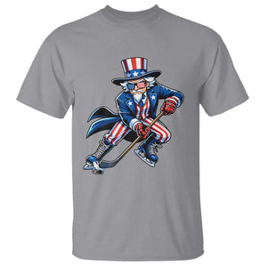Uncle Sam Playing Hockey Patriotic Graphic T Shirt Funny USA Ice Hockey American Pride