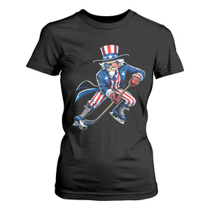 Uncle Sam Playing Hockey Patriotic Graphic T Shirt For Women Funny USA Ice Hockey American Pride TS02 Black Print Your Wear