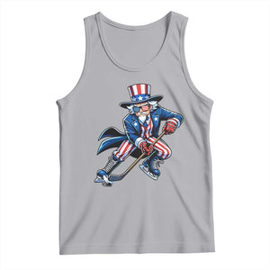 Uncle Sam Playing Hockey Patriotic Graphic Tank Top Funny USA Ice Hockey American Pride TS02 Athletic Heather Print Your Wear