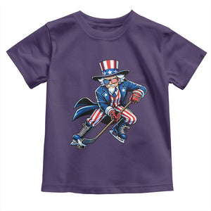Uncle Sam Playing Hockey Patriotic Graphic Toddler T Shirt Funny USA Ice Hockey American Pride TS02 Purple Print Your Wear