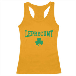 Leprecunt Bold Shamrock Graphic Racerback Tank Top Funny Irish St Patricks Day Party Adult Humor TS02 Gold Print Your Wear