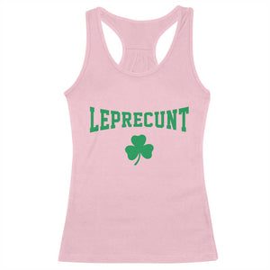 Leprecunt Bold Shamrock Graphic Racerback Tank Top Funny Irish St Patricks Day Party Adult Humor TS02 Light Pink Print Your Wear