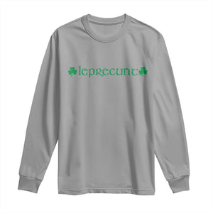 Leprecunt Celtic Style Shamrock Graphic Long Sleeve Shirt Edgy Irish Adult Humor for St Patricks Day TS02 Sport Gray Print Your Wear