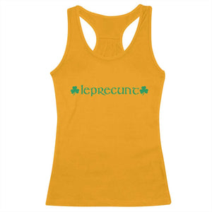 Leprecunt Celtic Style Shamrock Graphic Racerback Tank Top Edgy Irish Adult Humor for St Patricks Day TS02 Gold Print Your Wear