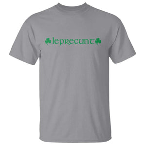 Leprecunt Celtic Style Shamrock Graphic T Shirt Edgy Irish Adult Humor for St Patricks Day
