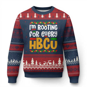 I’m Rooting for Every HBCU Ugly Christmas Sweater Black Pride Support Alumni Students Culture Lovers TS02 Navy Red Print Your Wear