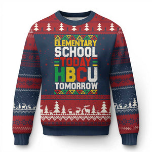 Elementary School Today HBCU Tomorrow Ugly Christmas Sweater Black Pride College Bound Motivation TS02 Navy Red Print Your Wear