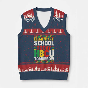 Elementary School Today HBCU Tomorrow V-Neck Knit Sweater Vest Black Pride College Bound Motivation TS02 Navy Red Print Your Wear