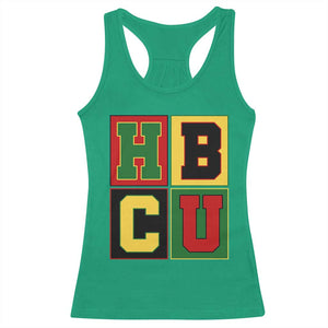 HBCU Block Letter Pride Graphic Racerback Tank Top College Support Statement Black Excellence TS02 Irish Green Print Your Wear
