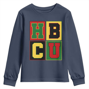HBCU Block Letter Pride Graphic Youth Sweatshirt College Support Statement Black Excellence TS02 Navy Print Your Wear