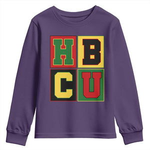 HBCU Block Letter Pride Graphic Youth Sweatshirt College Support Statement Black Excellence TS02 Purple Print Your Wear
