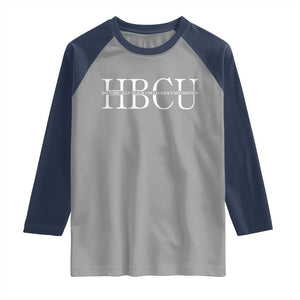 HBCU Pride Classic Statement Raglan Shirt Minimalist Black Excellence and History TS02 Sport Gray Navy Print Your Wear