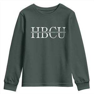 HBCU Pride Classic Statement Youth Sweatshirt Minimalist Black Excellence and History TS02 Dark Forest Green Print Your Wear