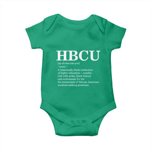 HBCU Definition Baby Onesie Historically Black College Pride Celebrating Education and Black History TS02 Irish Green Print Your Wear