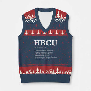 HBCU Definition V-Neck Knit Sweater Vest Historically Black College Pride Celebrating Education and Black History TS02 Navy Red Print Your Wear