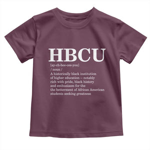 HBCU Definition Toddler T Shirt Historically Black College Pride Celebrating Education and Black History TS02 Maroon Print Your Wear