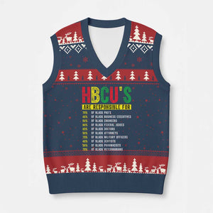 HBCUs Are Responsible For Black Excellence V-Neck Knit Sweater Vest Powerful Education Impact Statistics Pride TS02 Navy Red Print Your Wear
