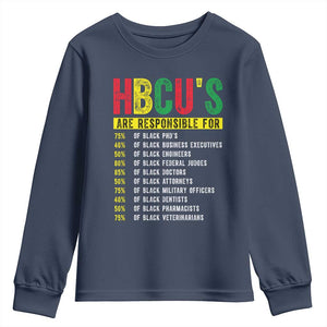HBCUs Are Responsible For Black Excellence Youth Sweatshirt Powerful Education Impact Statistics Pride TS02 Navy Print Your Wear