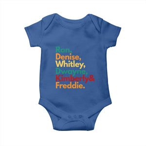 90s Black Sitcom HBCU Culture Tribute Baby Onesie Ron Denise Whitley Dwayne Kimberly Freddie TS02 Royal Blue Print Your Wear