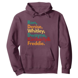 90s Black Sitcom HBCU Culture Tribute Hoodie Ron Denise Whitley Dwayne Kimberly Freddie TS02 Maroon Print Your Wear