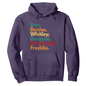 90s Black Sitcom HBCU Culture Tribute Hoodie Ron Denise Whitley Dwayne Kimberly Freddie TS02 Purple Print Your Wear