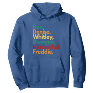 90s Black Sitcom HBCU Culture Tribute Hoodie Ron Denise Whitley Dwayne Kimberly Freddie TS02 Royal Blue Print Your Wear
