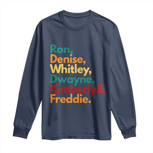 90s Black Sitcom HBCU Culture Tribute Long Sleeve Shirt Ron Denise Whitley Dwayne Kimberly Freddie TS02 Navy Print Your Wear