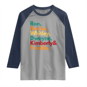 90s Black Sitcom HBCU Culture Tribute Raglan Shirt Ron Denise Whitley Dwayne Kimberly Freddie TS02 Sport Gray Navy Print Your Wear