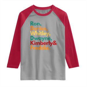 90s Black Sitcom HBCU Culture Tribute Raglan Shirt Ron Denise Whitley Dwayne Kimberly Freddie TS02 Sport Gray Red Print Your Wear