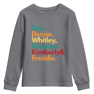 90s Black Sitcom HBCU Culture Tribute Youth Sweatshirt Ron Denise Whitley Dwayne Kimberly Freddie TS02 Charcoal Print Your Wear