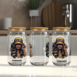HBCU Queen Vibes Glass Can Melanin Music College Pride for Black Excellence Supporters TS02 Print Your Wear