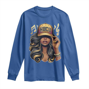 HBCU Queen Vibes Long Sleeve Shirt Melanin Music College Pride for Black Excellence Supporters TS02 Royal Blue Print Your Wear