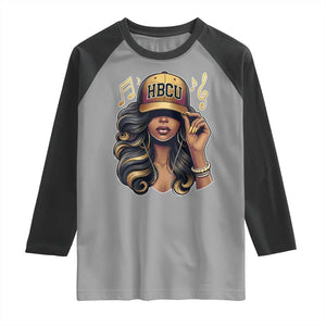 HBCU Queen Vibes Raglan Shirt Melanin Music College Pride for Black Excellence Supporters TS02 Sport Gray Black Print Your Wear