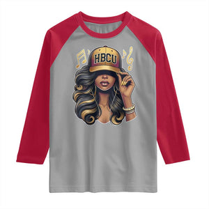 HBCU Queen Vibes Raglan Shirt Melanin Music College Pride for Black Excellence Supporters TS02 Sport Gray Red Print Your Wear
