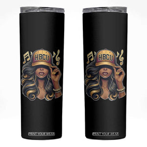 HBCU Queen Vibes Skinny Tumbler Melanin Music College Pride for Black Excellence Supporters TS02 Black Print Your Wear