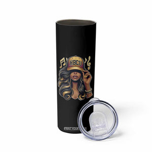 HBCU Queen Vibes Skinny Tumbler Melanin Music College Pride for Black Excellence Supporters TS02 Print Your Wear