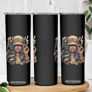 HBCU Queen Vibes Skinny Tumbler Melanin Music College Pride for Black Excellence Supporters TS02 Print Your Wear