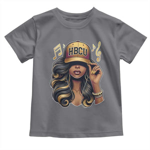 HBCU Queen Vibes Toddler T Shirt Melanin Music College Pride for Black Excellence Supporters TS02 Charcoal Print Your Wear