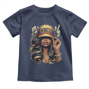 HBCU Queen Vibes Toddler T Shirt Melanin Music College Pride for Black Excellence Supporters TS02 Navy Print Your Wear