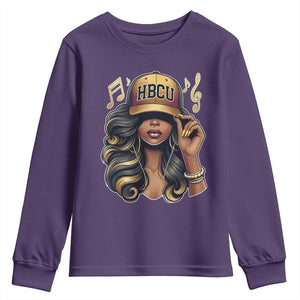 HBCU Queen Vibes Youth Sweatshirt Melanin Music College Pride for Black Excellence Supporters TS02 Purple Print Your Wear