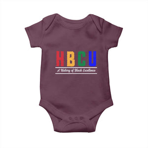 HBCU A History of Black Excellence Baby Onesie College Pride Statement Celebrating African American Achievement TS02 Maroon Print Your Wear